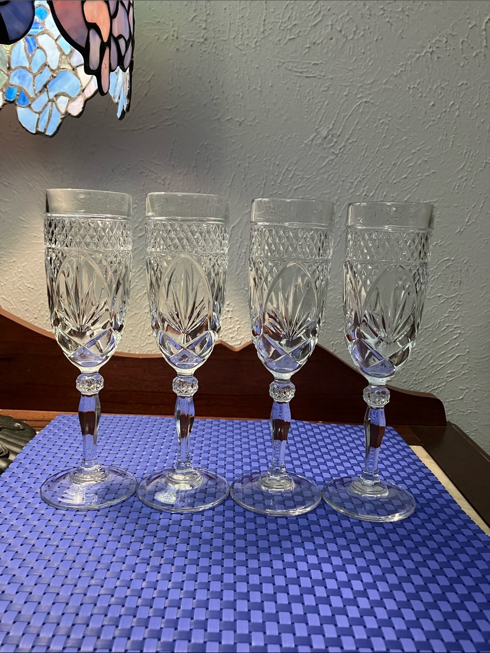 Elegant Clear Crystal Champagne Flutes - Set of 4-vintage-Durand